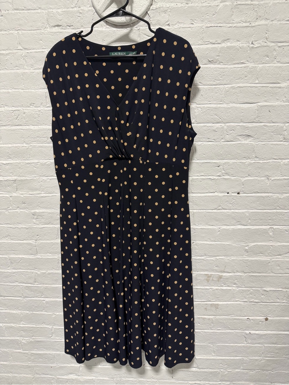 Lauren Ralph Lauren Navy Dress with Tan Polka Dots